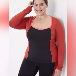 LIVI Wicking Sweetheart-Neck Colorblock Top